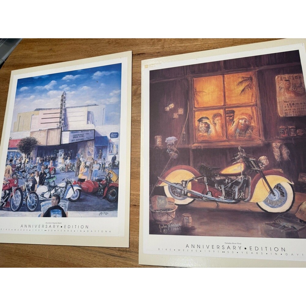 Vtg 90s Daytona Bike Week 50th Annv. Posters Lot 2 John Monroe 1990 1991 21x25.5